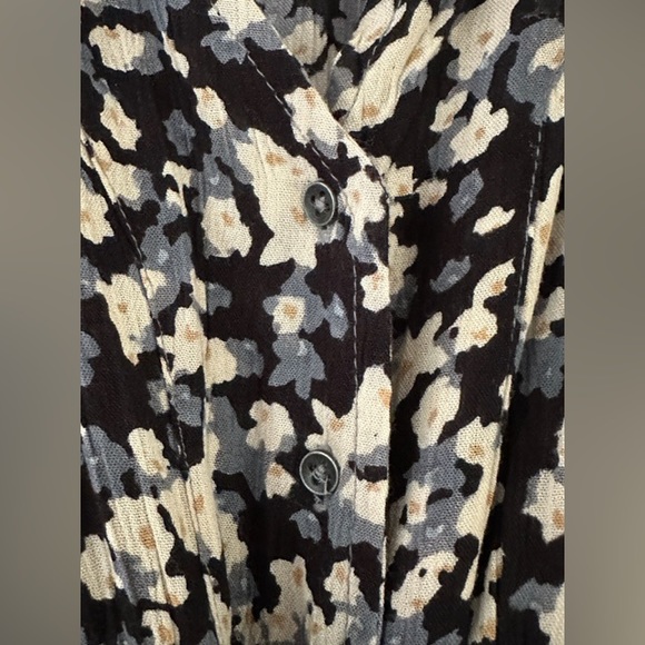 Billabong Button-Up Maxi Dress XS Black Floral Tie Waist Long Sleeve - Picture 4 of 12